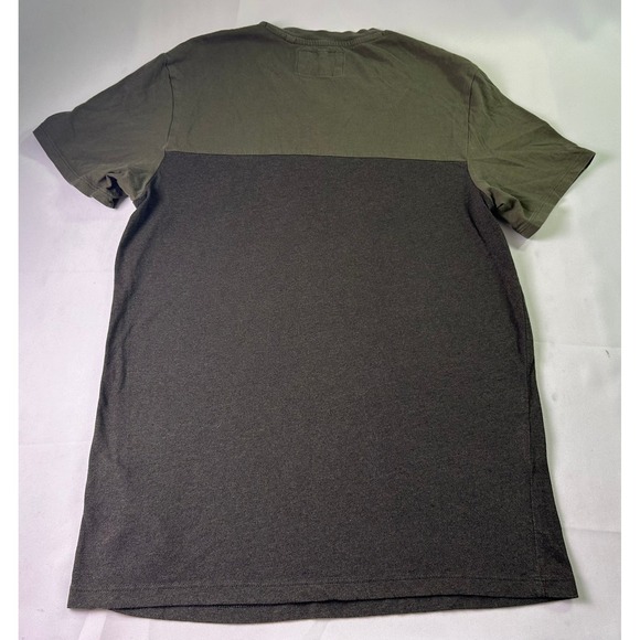 Guess Los Angeles Mens Small S Colorblock V-Neck T-Shirt Olive Gray Streetwear - Picture 7 of 8
